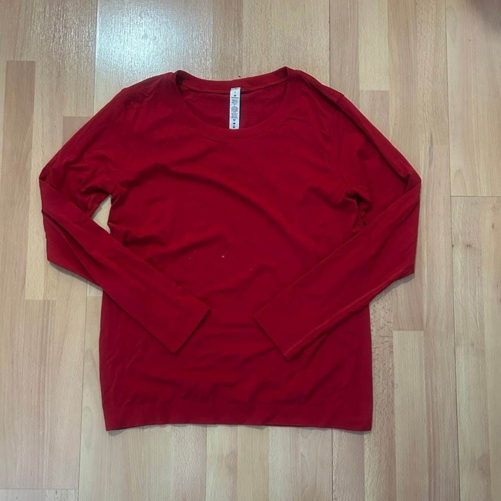 lululemon Red Long-Sleeve Crewneck Top